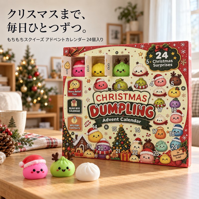 クリスマスまで、毎日ひとつずつ:1番から3番の窓をあけたカレンダーボックス