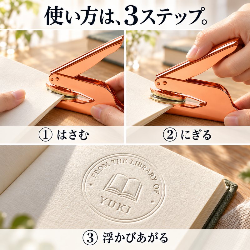 使い方は3ステップ:はさむ、にぎる、浮かびあがる