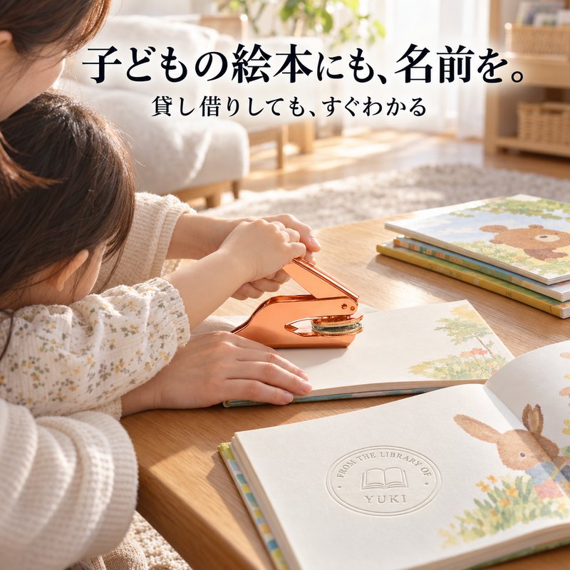 子どもの絵本にも、名前を(使用イメージ)