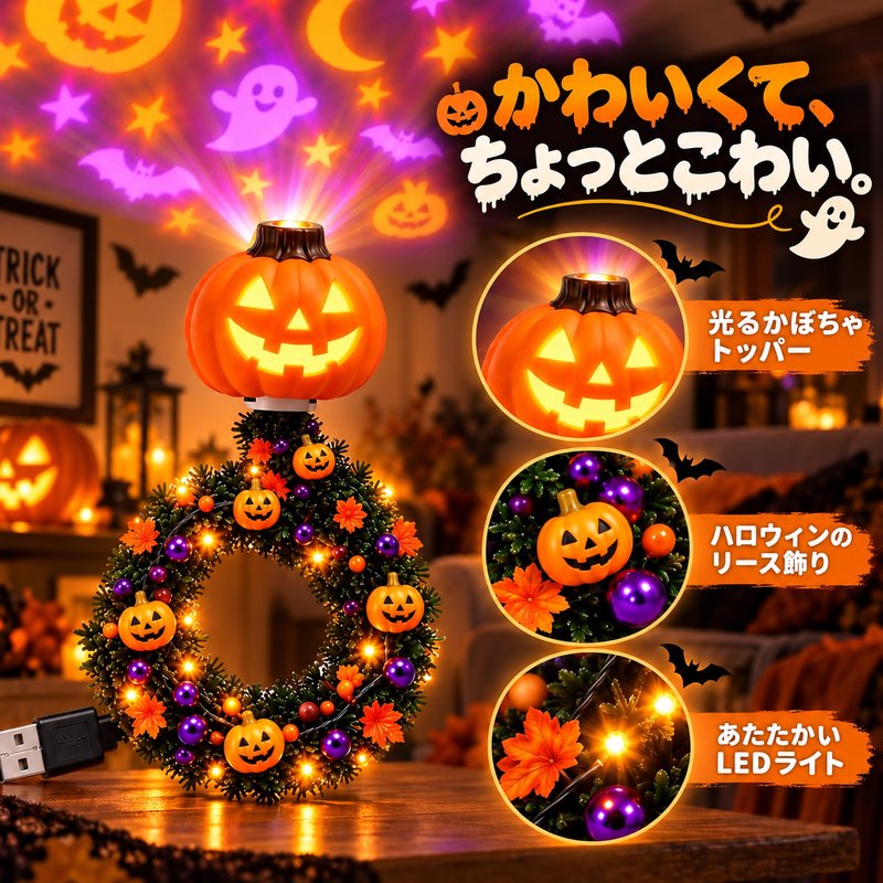 かぼちゃトッパーとハロウィンのリース