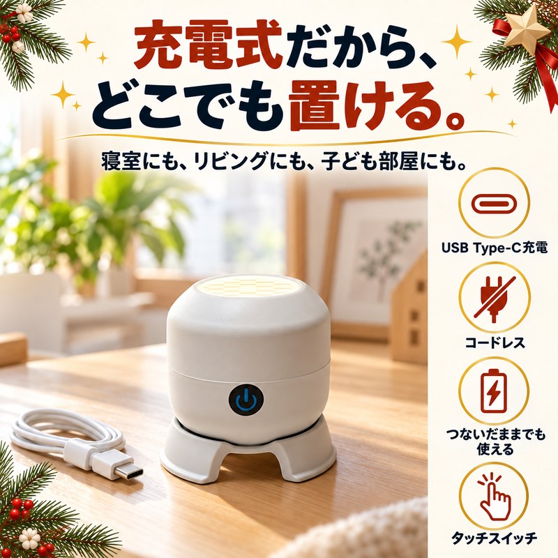 充電式・コードレス（USB Type-C充電）